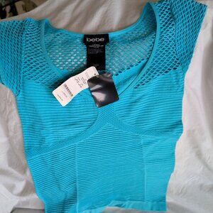 bebe - Tiffany blue - Stretch mesh top - Size small